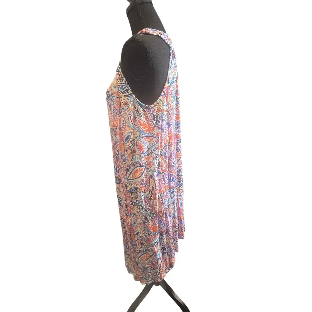 Cupio Shift Dress Womens Large Multi Color Paisley Halter Neck Sleeveless